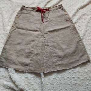 Vintage Heart Moon Star Boho Tan Linen Skirt MED Minimalist Gorpcore